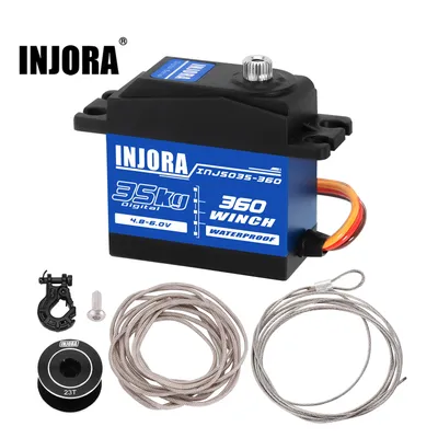 INJORA INJS035-360 35KG Waterproof 360° Rotation Digital Servo Winch Spool for RC Crawler Car Boat Model