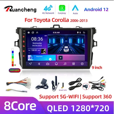 9" Android14 Car Stereo Radio for Toyota Corolla E140/150 2007 2008 2009 2010 2011 2012 2013 Multimedia Player 2 Din DVD Speaker