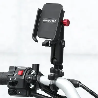 Universal 12-24V Aluminum Handlebar Motorcycle Bike Mobile Holder with USB Charger Moto Rearview