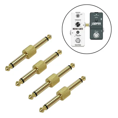 4 Pcs Guitar Effect Pedal Jack Connector Plug Metal Solder Connection Coupler Crank Jumper Patch