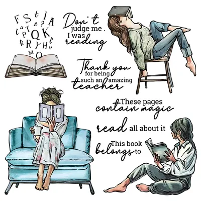 Mangocraft Reading Books Girls At Home Cutting Dies Clear Stamps DIY Scrapbooking Metal Dies Silicone Stamps For Cards Decor