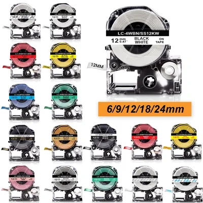 1pcs 12mm SS12KW Tape 6/9mm Label ST9KW ST6KW LK-4WBN ST12KW SC12YW SC12BW Compatible for Epson