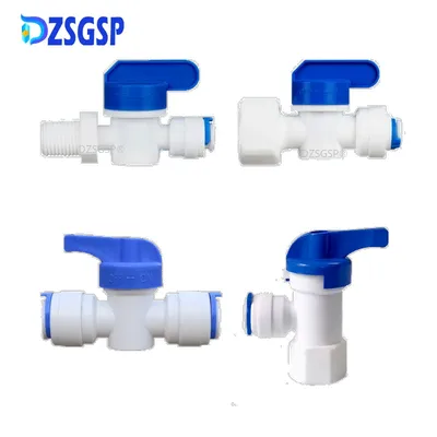 DZSGSP RO 1/4" 3/8" Male 1/2" Female Reveser Osmosis Aquarium Fitting Water Straight Plastic Ball