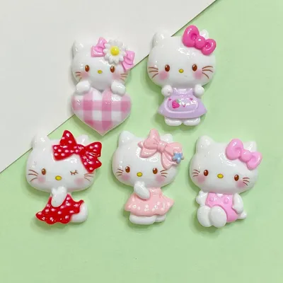 10Pcs New Cute Mini Resin Little Cartoon Cat Series Flatback Ornament Jewelry Making Manicure Hairwear Accessories