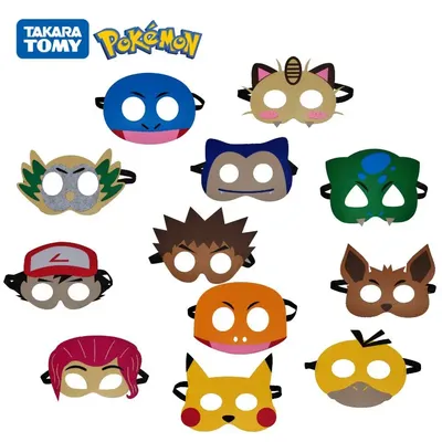 12Pcs Pokemon Felt Mask Anime Cosplay Pikachu Eevee Eye Mask Kids Birthday Party Decoration Dress Up