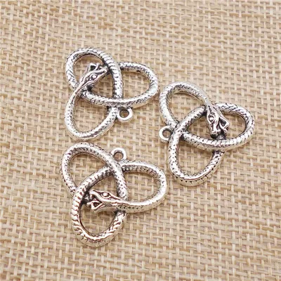10PCS Ouroboros Snake Charms Celtic Knot For Necklace Pendant Bracelet Jewelry Making DIY Antique Silver Color Metal Accessory