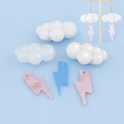 6pcs/lot Acrylic Cloud Lightning Charms Pendants for Earrings Jewelry Making Supplies Accessories Diy Keychain Phone Findings