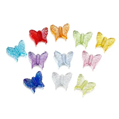 10/50Pcs Colorful Transparent Butterfly Acrylic Beads Loose Spacer Beads for DIY Jewelry Making Earrings Bracelet Accessories