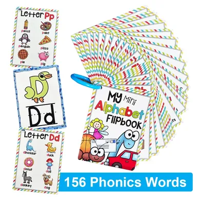 Alphabet 26 Letters 156 Phonics Words English Flash Cards Early Development Educational Toys
