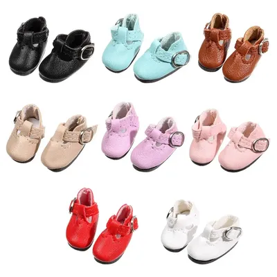 1Pair Doll Shoes for 1/6 Blythes Doll and Suitable for 1/8 BJD Mini Lovely PU Leather Sandals Toy