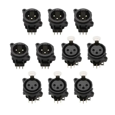 10Pcs 3 Pin XLR Male & XLR Female Audio Microphone Adapter Right Angle 3 Poles XLR Plug Socket PCB