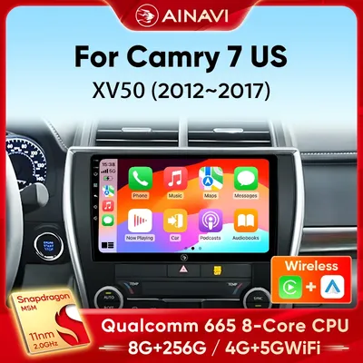 Ainavi Car Radio For Toyota Camry 7 XV50 XV55 US Version 2012-2017 Wireless Carplay Android Auto Multimedia Player Stereo 2 Din