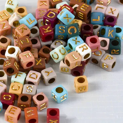 100pcs Mixed Letter Acrylic Beads Square Cube Loose Spacer Alphabet Beads For Jewelry Making Diy Handmade Name Bracelet Necklace