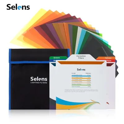 Selens 25x25cm Lighting Gel Filters 20pcs Color Transparent Colour Correction Light Sheet Film Kit