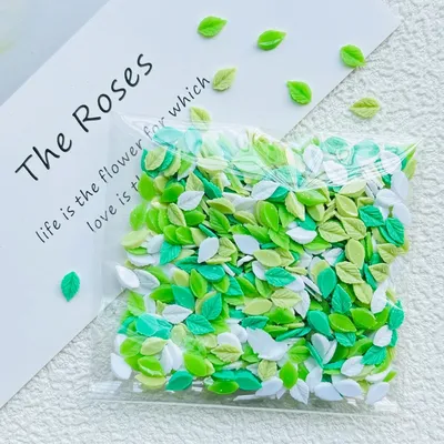 100 Pcs New Cute Mini Resin Cartoon Simulate leaves Flatback Ornament Jewelry Making Manicure Hairwear Accessories A39