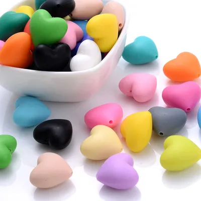 10Pcs 18x20mm Baby Food Grade Teether Beads Peach Heart Silicone Beads for DIY Eco-friendly Pacifier