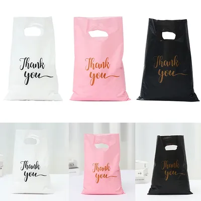 100pcs Thank You Gift Bags Plastic Candy Cookie Packaging Bag for Wedding Decor Birthday Party