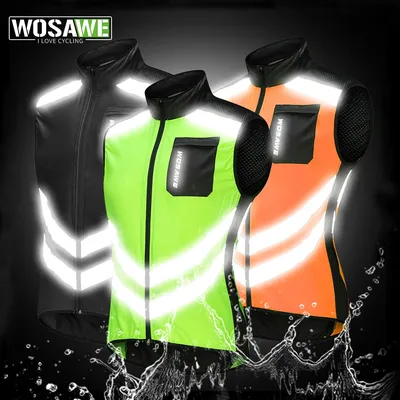 WOSAWE Cycling Vests Reflective Safety Vest Bicycle Sportswear Outdoor Running Breathable Jersey For