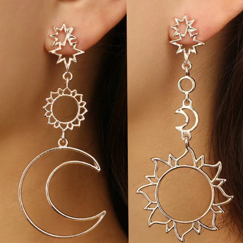 Sun and Moon Earrings / Moon Phase Earrings / Celestial Jewelry / Crescent Earrings / Moon Earrings / Bohemian Earrings