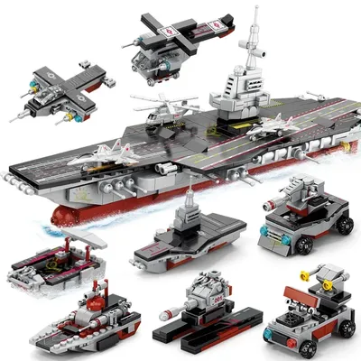 562pcs 8in1 Military Ship Aircraft Cruiser Building Blocks Army Weapon Warship Truck Bricks City Toy