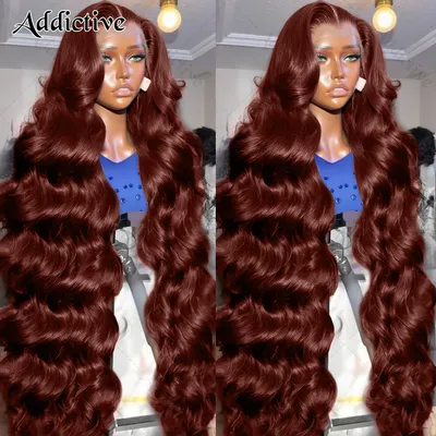 250% Reddish Brown Body Wave 13x6 HD Lace Front Wig 30 32 Inch Water Wave 13x4 Lace Frontal Human