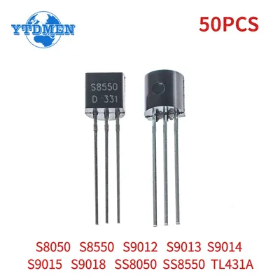 50PCS Transistors TO-92 S8050 S8550 S9012 S9013 S9014 S9015 S9018 SS8050 SS8550 TL431A Transistor Kit