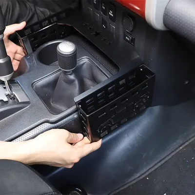 For Toyota FJ Cruiser 2007-2021 Car Center Console Gears Storage Box Two Baskets Trim Aluminum Alloy Black Car Accessories