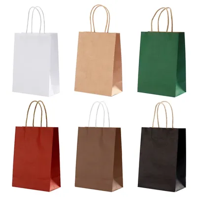 10 pcs Kraft Bag Paper Gift Bags Reusable Grocery Shopping Bags for Packaging Craft Gifts Wedding