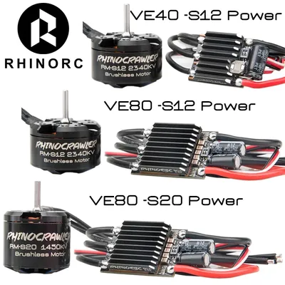 RHINOESC 40A-S12 80A-S20 AM32 RC Crawler ESC Brushless Motor Porwer Systm for 1/10 TRX4 SCX10 MOA