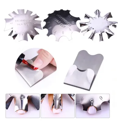 1Pc Easy French Smile Cut V Line Nail Template Staniless Steel Edge Trimmer Manicure Stencil Tool French Tip Cutters Plate Model