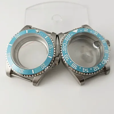 Goutent 40mm Sapphire Crystal Watch Case Blue Ceramic Bezel Fit NH34 NH35 NH36 ETA 2824 PT5000
