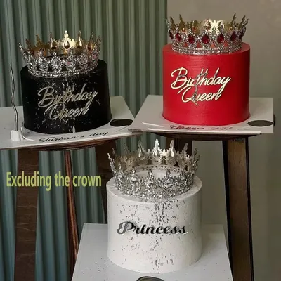 Ins Happy Birthday Princess Acrylic Queen Cake Topper Girl Cake Side Decoration For Mom Birthday