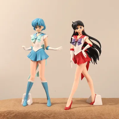 Kawaii Sailor Moon Figure 22CM Sailor Mars Sailor Mercury Cute Cartoon Action Figures Hand Made