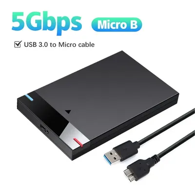 Enclosure HDD Case 2.5 Inch Micro B USB 3.0Type-C Cable External Hard Drive 5TB 5Gbps HD Portable