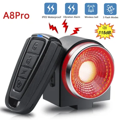 Bicycle Rear Lamp Braking Light Burglary Alarm Remote Call Wireless Control USB Charge LED Lantern