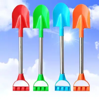 Children Beach Shovel 56cm Stainless Steel Pointed Shovel Toy Sand Snow Thickened Play House Beach