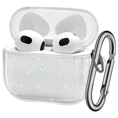Bling Glitter Soft TPU Earphone Case with Keychain for Airpods Pro 2 Generation Air Pods 4 2024 3 2
