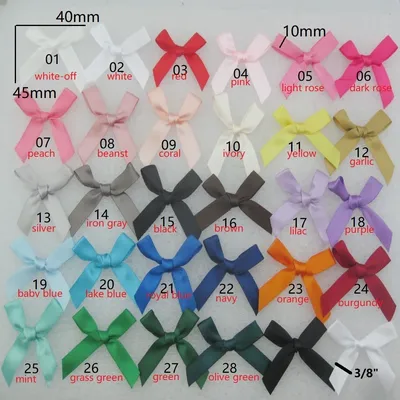 (Long Size) 100Pcs 3/8" Satin Ribbon Handmade Bows Clothes Accessories Decorative Craft Gift Bowtie