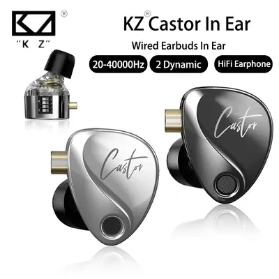 KZ Castor Wired Harman Improved Bass HiFi Earphone 2 Dynamic Tunable Balance Monitor Headphone IEM