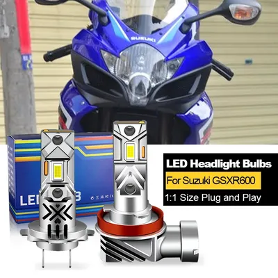 2PCS Canbus LED Motorcycle Headlight High/Low Bulb H7+H11 For 2006 2007 Suzuki GSXR600 GSXR750 White