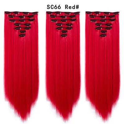 Set Hair Clip In Hair Extensions With Clips Hairpieces Synthetic Extension False/Fake Hair Blonde Eunice Hair Long Hair Pieces