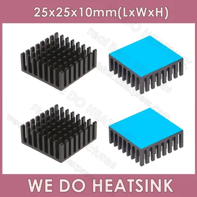 WE DO HEATSINK 25x25x10mm Without or With Thermal Pad Black Anodized Cooler Heatsink For IC