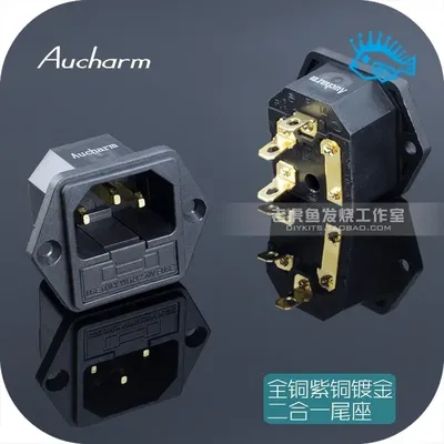 1pcs/5pcs Aucharm copper copper gold plated two-in-one power tailstock fever HIFI amplifier AC power