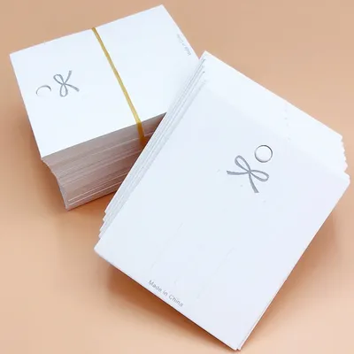 50pcs Hair clips Hairpin Display Card 7.3x6.3cm White Bow Packing Paper Card for DIY Girls Hair