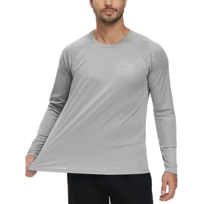 Men UPF 50+ Long Sleeve T-Shirt, Rash Guard Breathable Tops, Pullover Shirt for Sport Fishing Hiking Workout Outdoor Beach