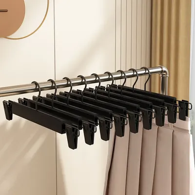 Home frosted plastic trouser rack strong seamless clip hangers to dry clothes