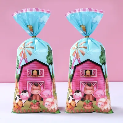 25/50pcs Farm Animal Candy Bags Gift Packing Bags Farm Birthday Party Decor Kid Baby Shower Gift Bag