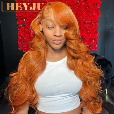 Colored Orange Ginger Lace Front Wigs Human Hair Body Wave 13x6 HD Lace Frontal Wig Loose Wave