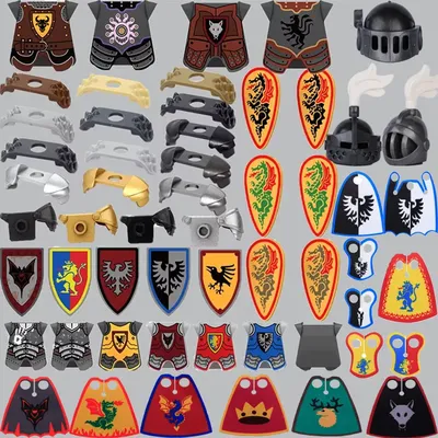 Medieval Red Lion Black Eagle Knights Armor Building Blocks Military Castle Shoulder Armor Armour