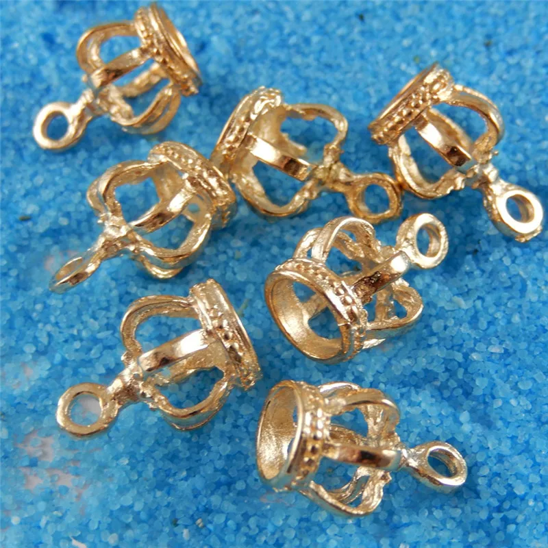 20PCS Gold Color Alloy Hollow Stereo 3D Crown Pendant Charms Jewelry Necklace Key Chain Accessory 14*9*9MM 39239